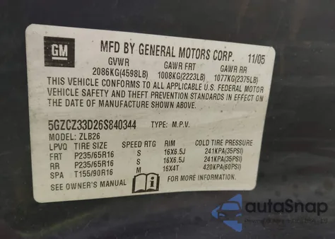 2006 Saturn Vue 4 Cyl из США, поврежденный, VIN 5GZCZ33D26S840344